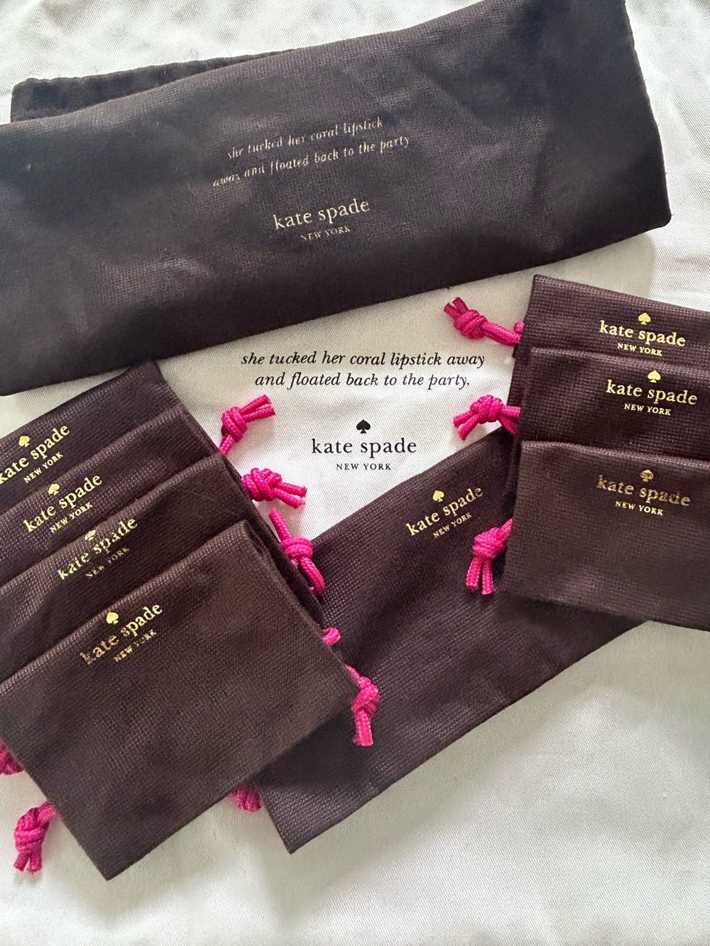 KATE SPADE New York 10 pc Dust Bag Bundle for Jewelry Wallet Medium or Large Bag - Picture 2 of 3